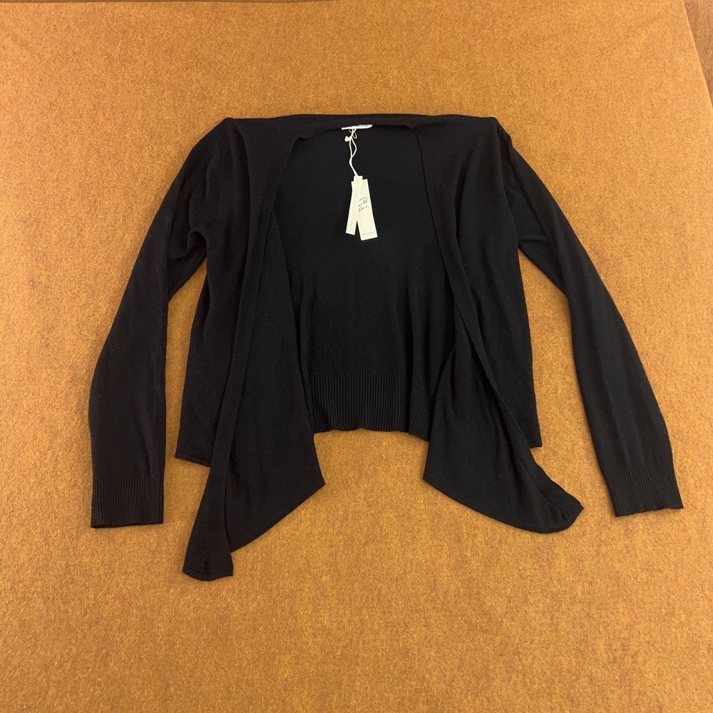 Lovestitch Womens Medium Black Coazy Asymmetrical Draped Cardigan Sweater NWT